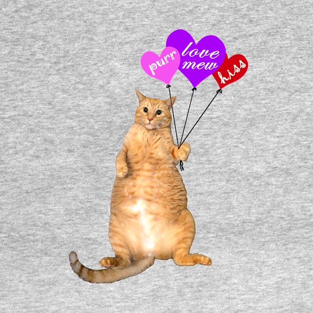 For Light Background, Valentine Balloon Cat by RawSunArt